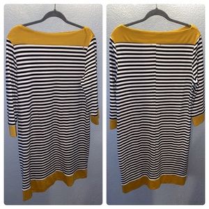 Black & White, mustard yellow striped dress